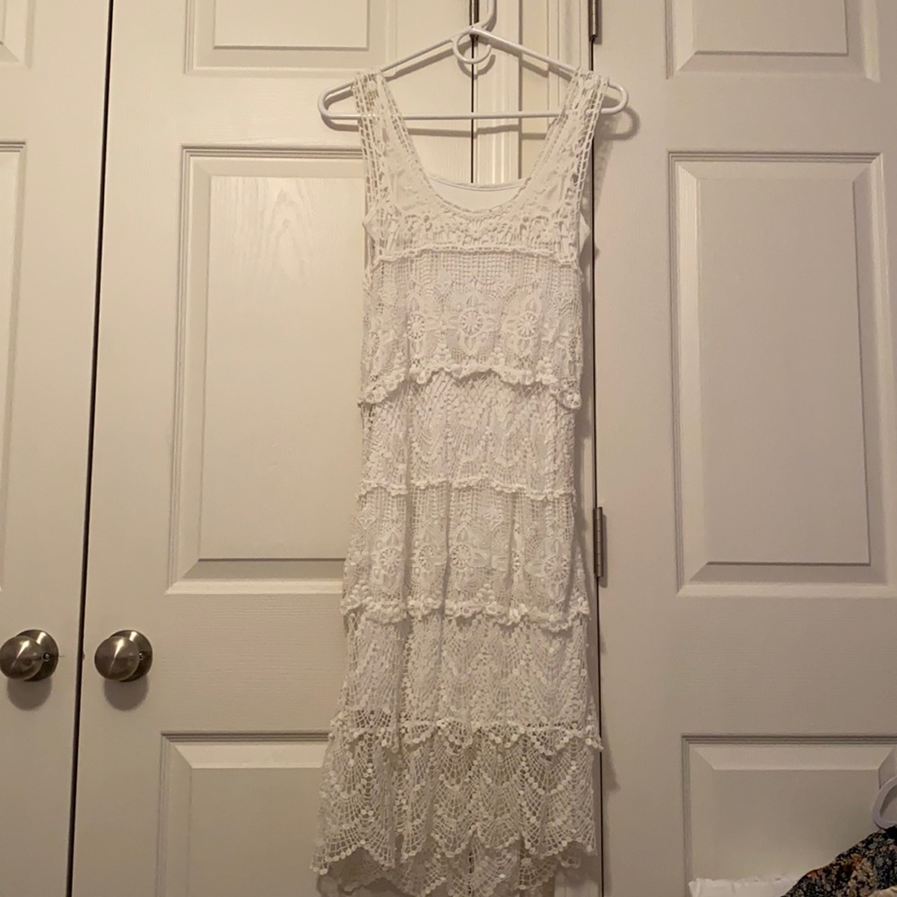Boho knit white dress